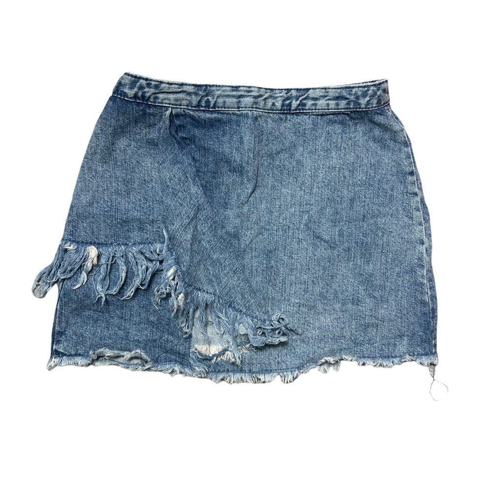 Zara Denim Distressed Mini Skirt S